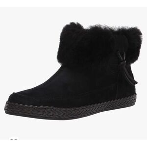 UGG Elowen Black Fur Moccasins